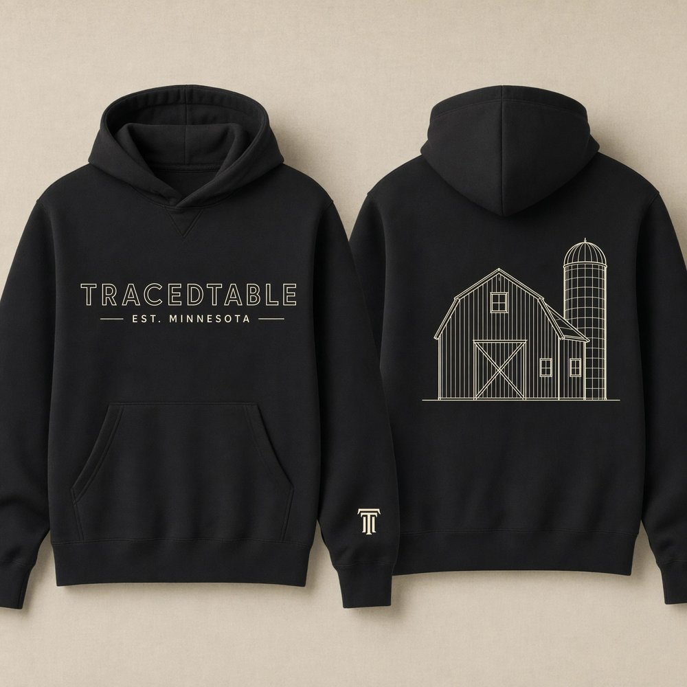 TracedTable hoodie in black