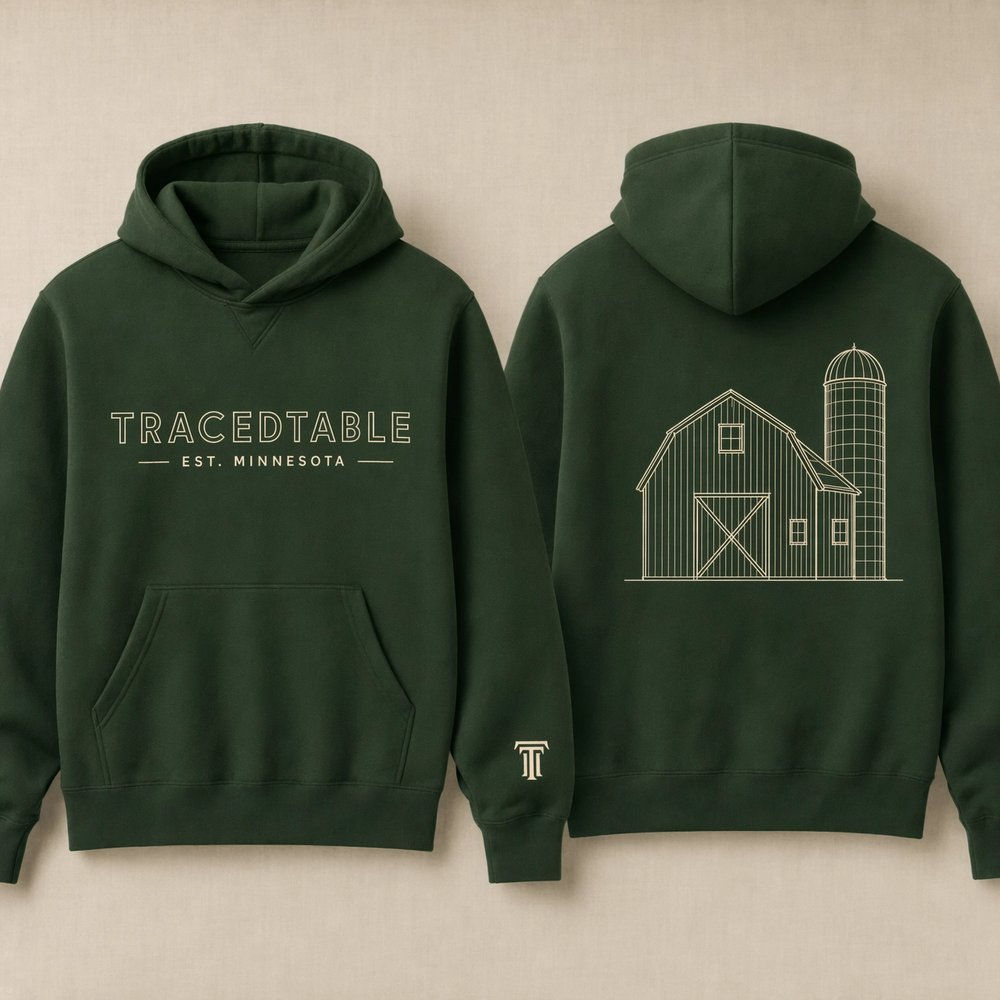 TracedTable hoodie in forest green