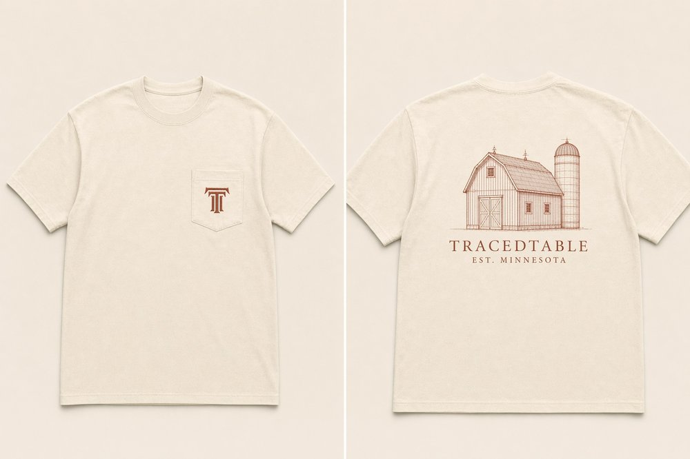 TracedTable pocket tee in cream