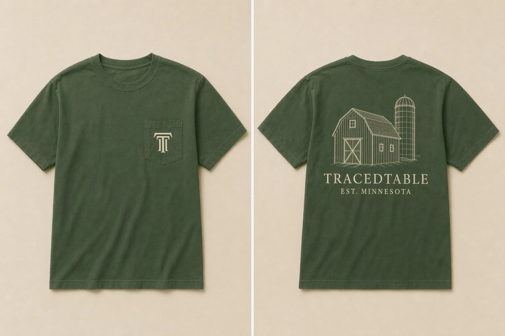 TracedTable pocket tee in forest green
