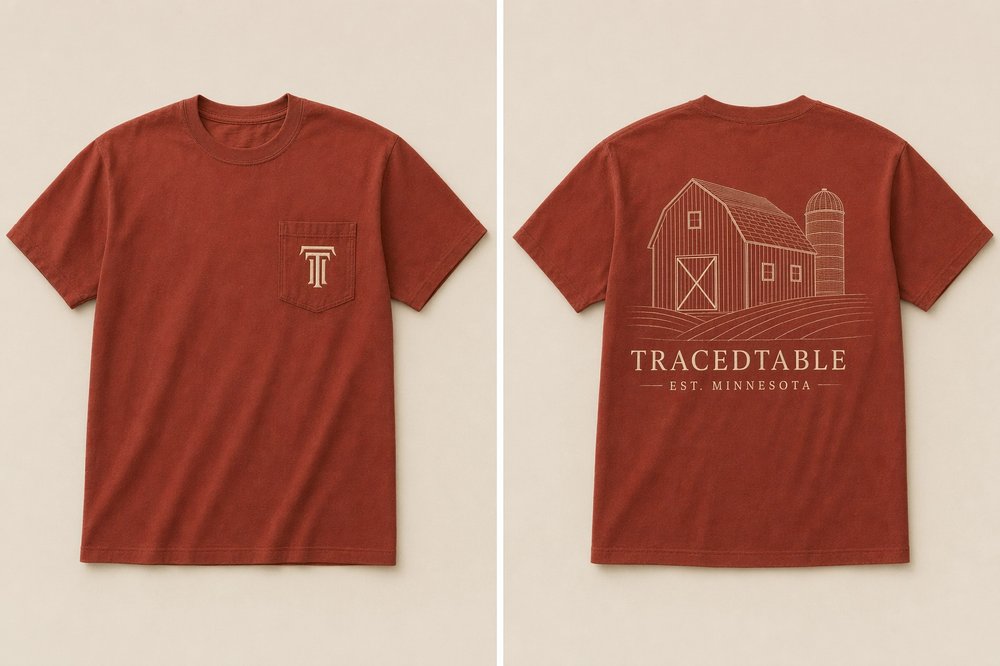 TracedTable pocket tee in barn red