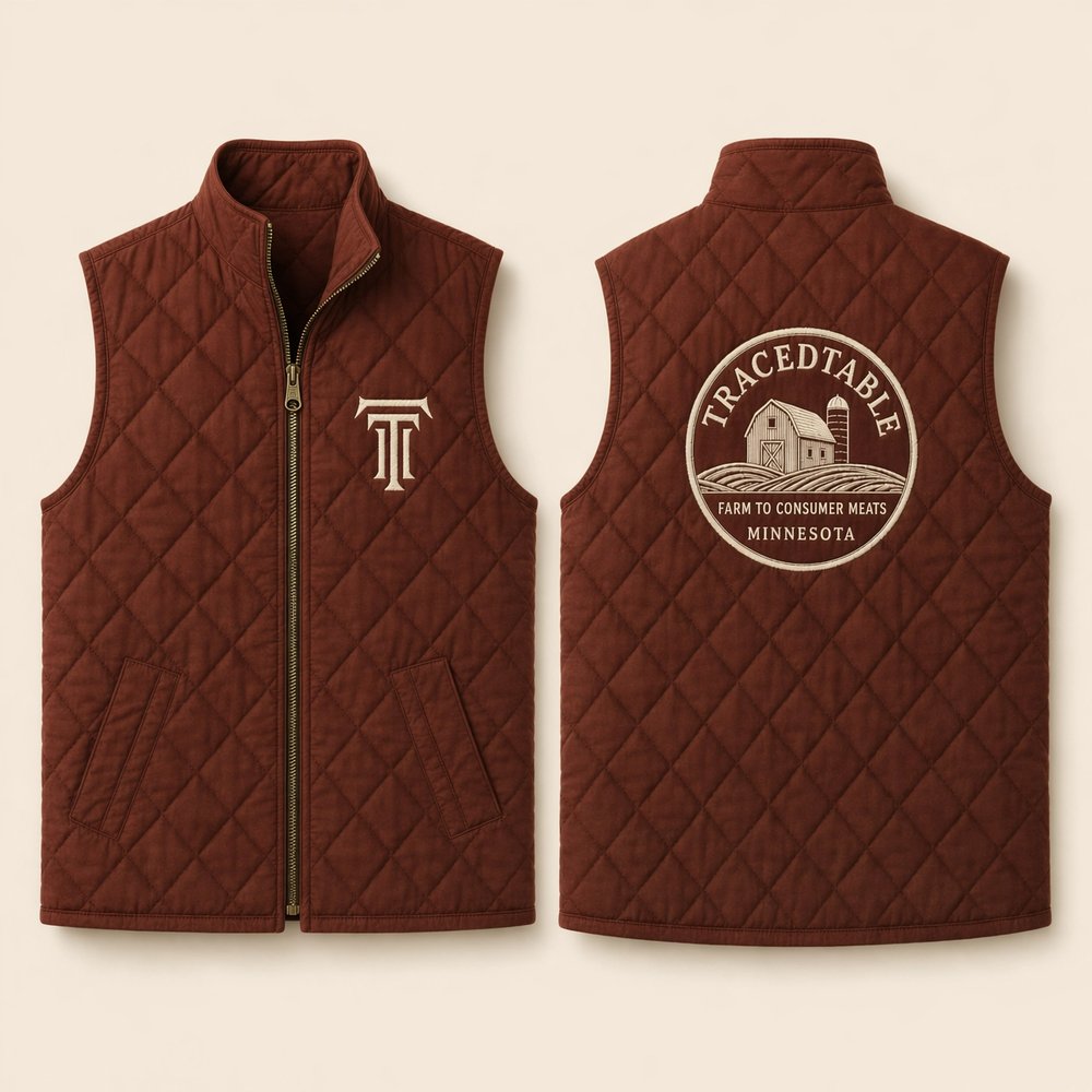 TracedTable vest in barn red